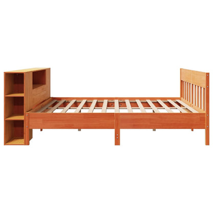 Letto Libreria senza Materasso Marrone Cera 200x200 cm in Pino