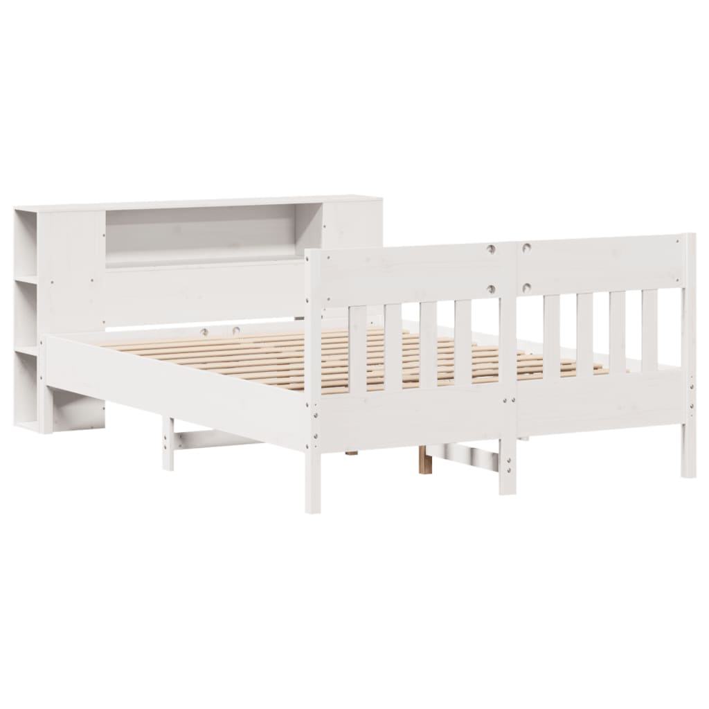 Letto Libreria senza Materasso Bianco 150x200 cm Legno di Pino - homemem39