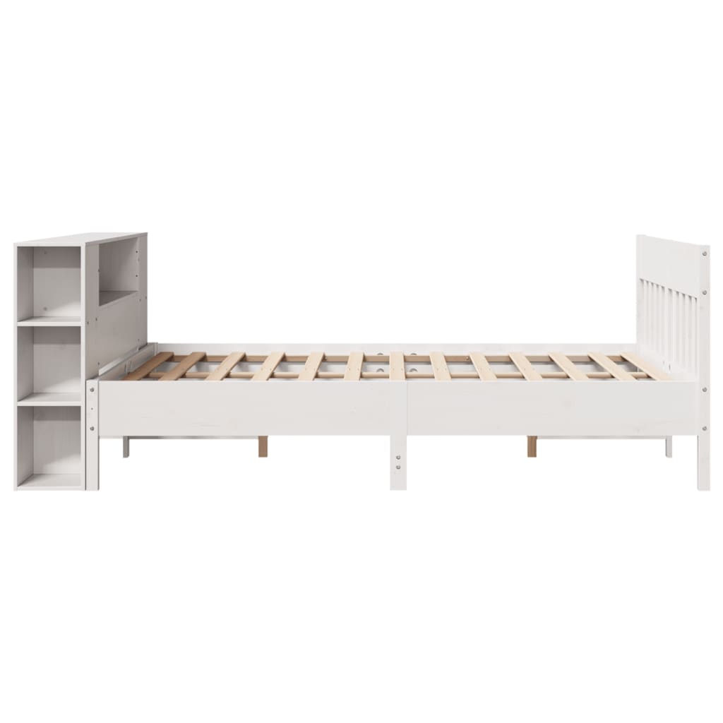 Letto Libreria senza Materasso Bianco 150x200 cm Legno di Pino - homemem39