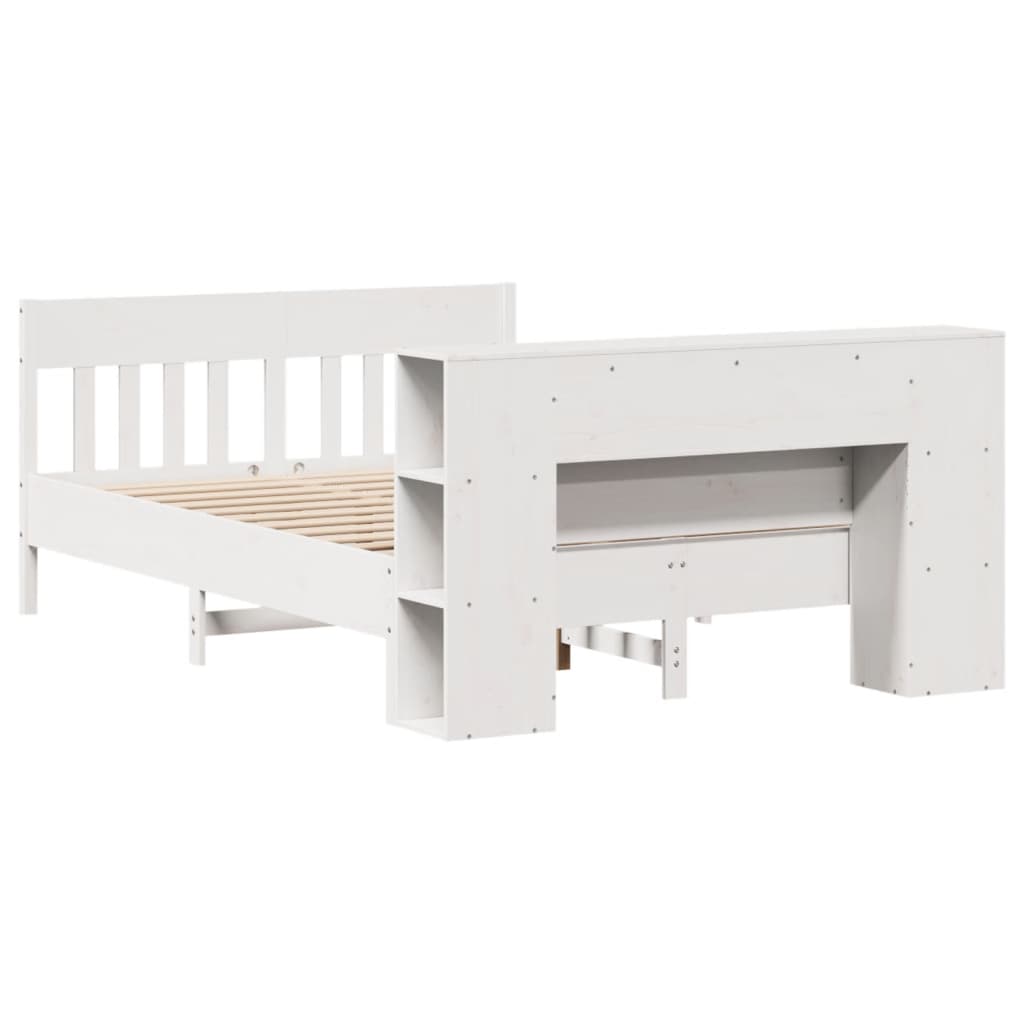 Letto Libreria senza Materasso Bianco 150x200 cm Legno di Pino - homemem39