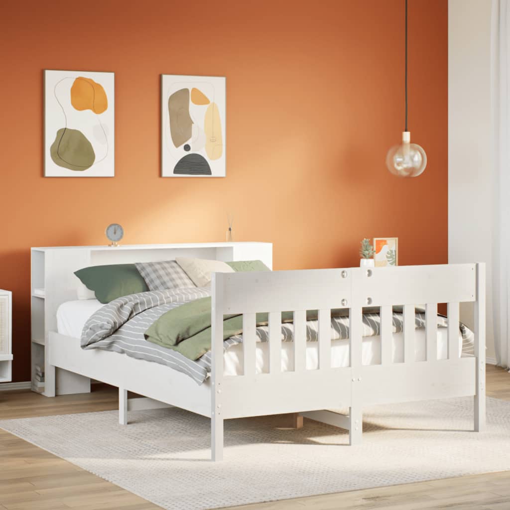 Letto Libreria senza Materasso Bianco 140x200 cm Legno di Pino - homemem39