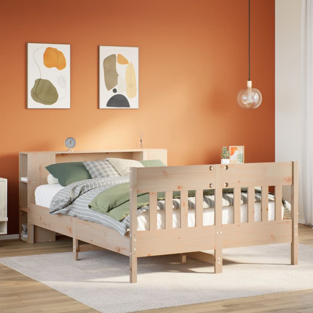 Letto Libreria senza Materasso 120x200cm Legno Massello di Pino - homemem39