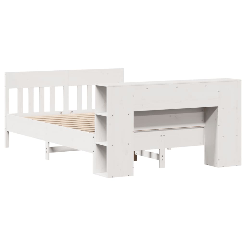 Letto Libreria senza Materasso Bianco 140x190 cm Legno di Pino - homemem39