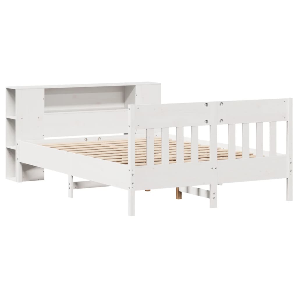 Letto Libreria senza Materasso Bianco 120x190 cm Legno di Pino - homemem39