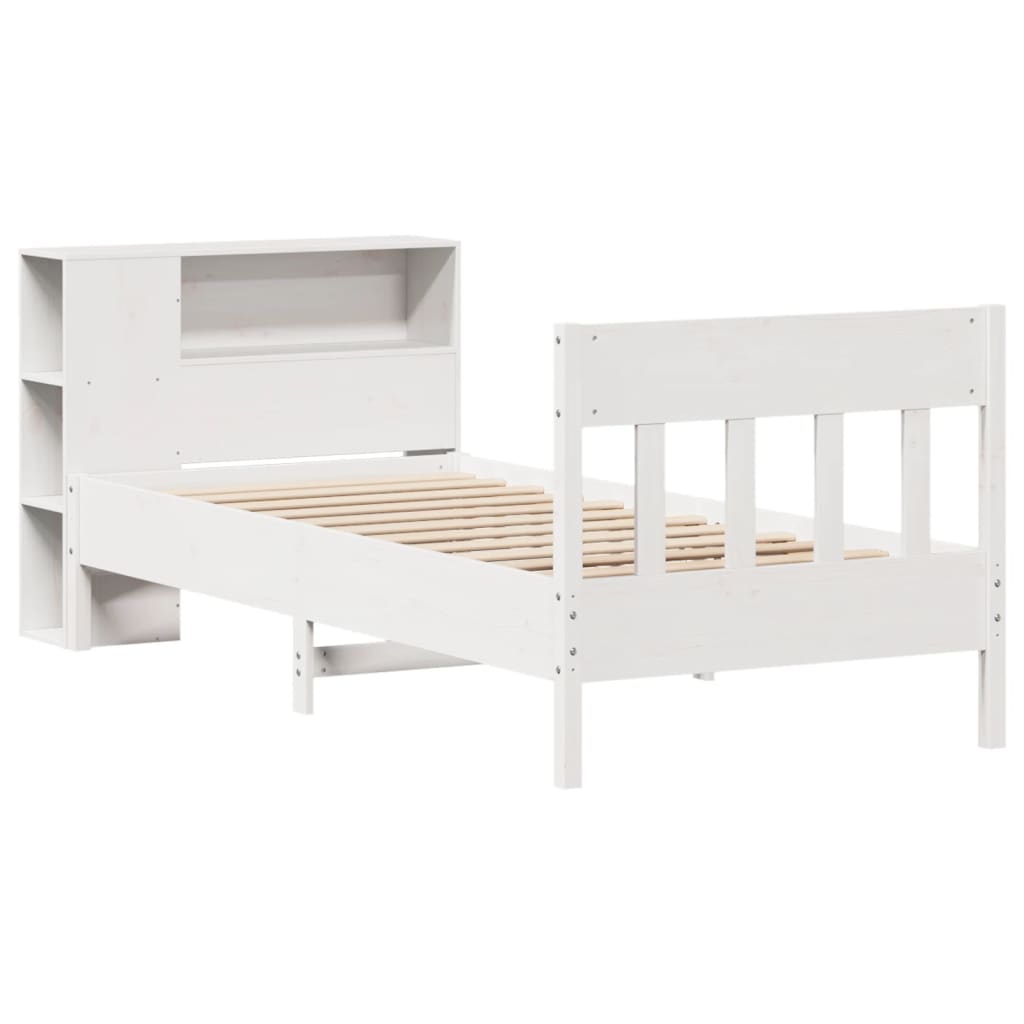 Letto Libreria senza Materasso Bianco 100x200 cm Legno di Pino - homemem39