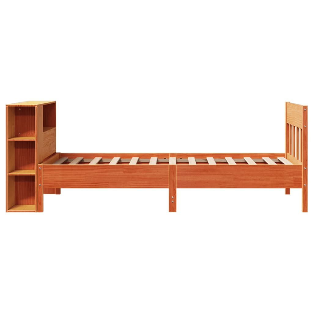 Letto Libreria senza Materasso Marrone Cera 100x200 cm in Pino