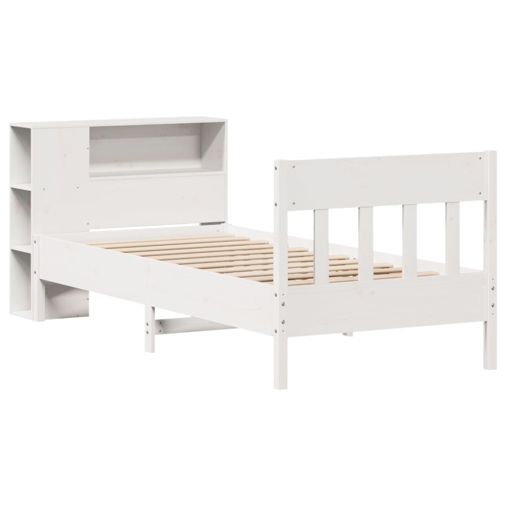 Letto Libreria senza Materasso Bianca 90x200 cm Legno di Pino