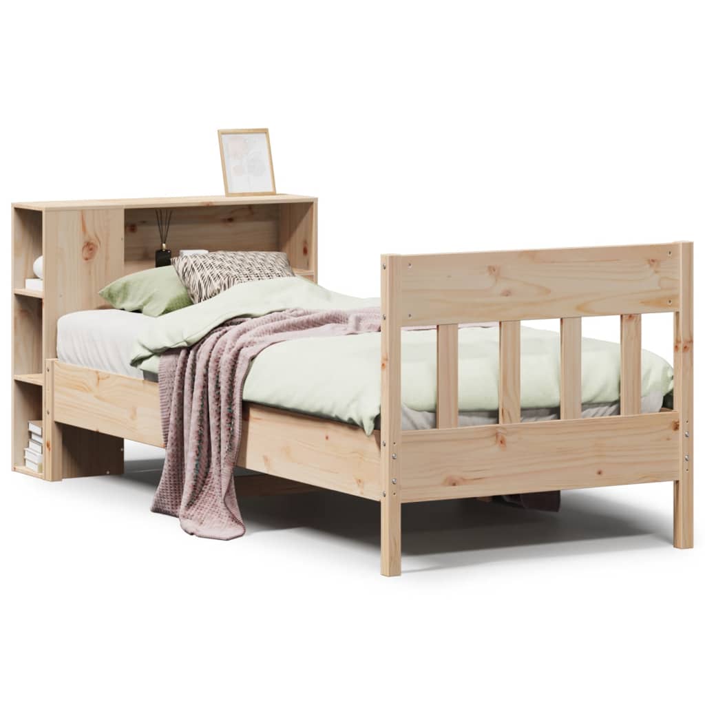 Letto Libreria senza Materasso 90x190 cm Legno Massello Pino - homemem39