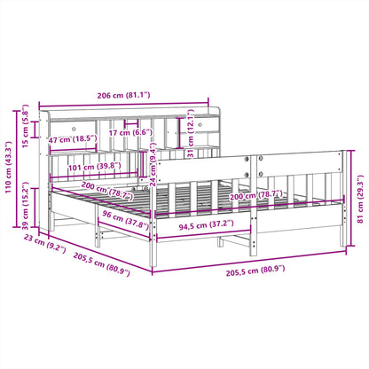 Giroletto senza Materasso Bianco 200x200 cm Legno Massello Pino