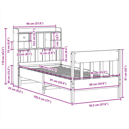 Letto senza Materasso 90x190 cm in Legno Massello di Pino - homemem39