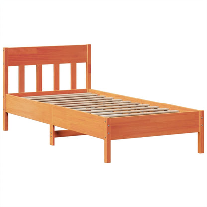 Letto senza Materasso Marrone Cera 75x190 cm in Legno di Pino