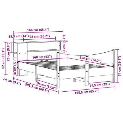 Giroletto senza Materasso Bianco 160x200 cm Legno Massello Pino