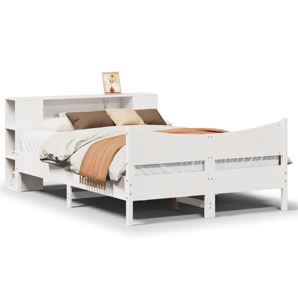 Letto senza Materasso Bianco 140x190 cm Legno Massello di Pino - homemem39