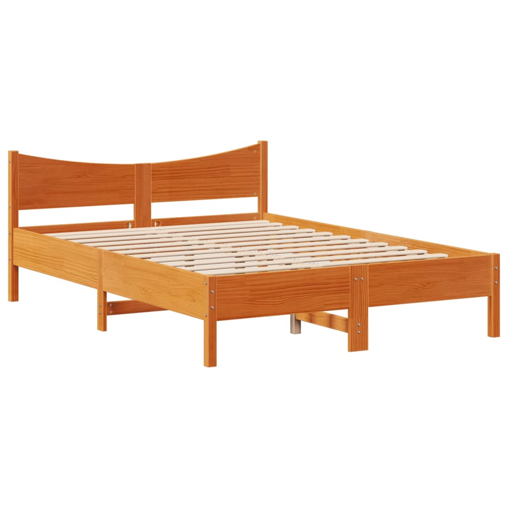 Letto senza Materasso Marrone Cera 140x190 cm in Legno di Pino