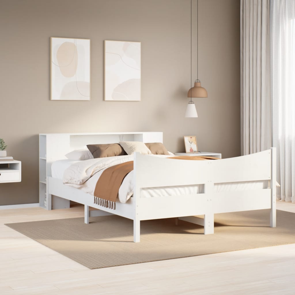 Letto senza Materasso Bianco 135x190 cm Legno Massello di Pino - homemem39