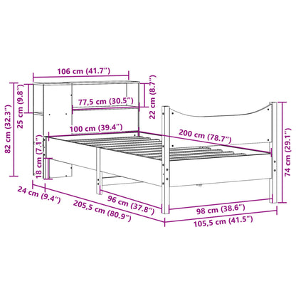 Giroletto senza Materasso 100x200 cm in Legno Massello di Pino