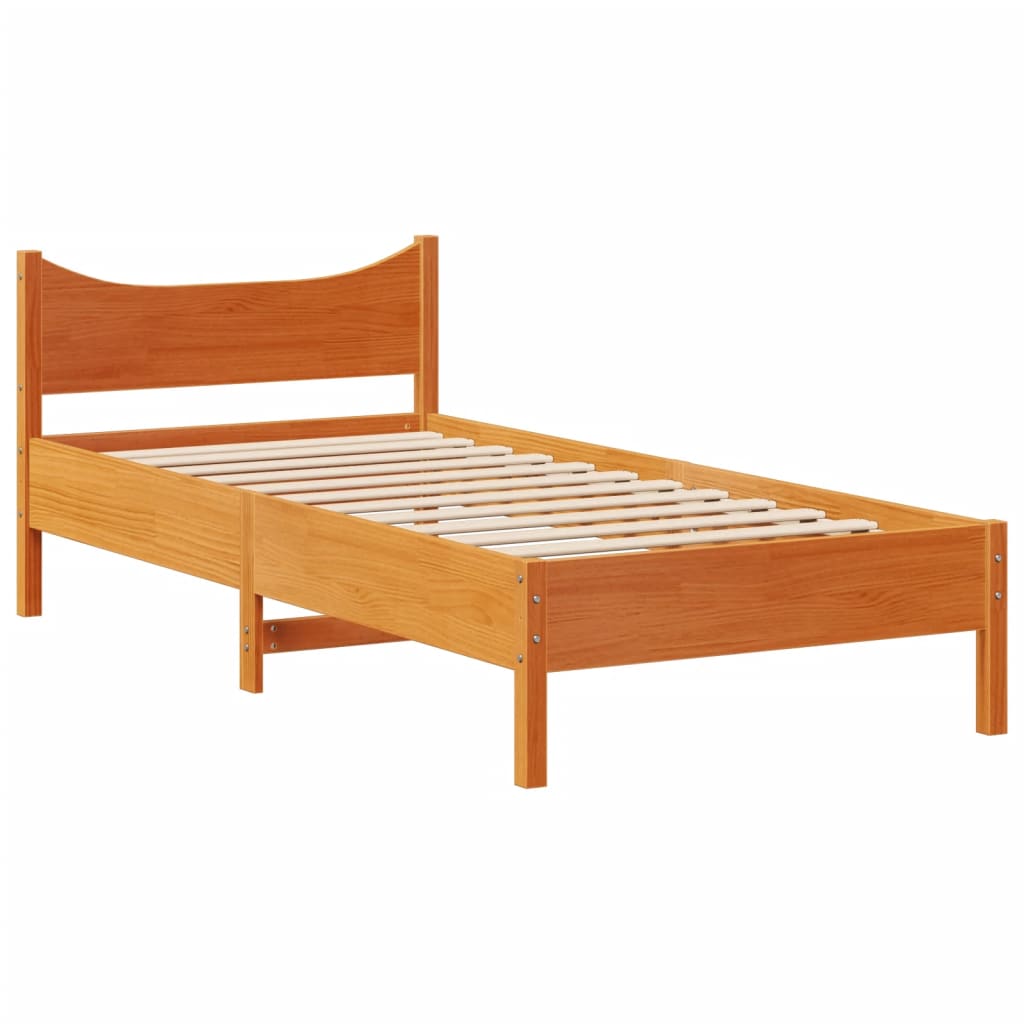 Letto senza Materasso Marrone Cera 75x190 cm in Legno di Pino