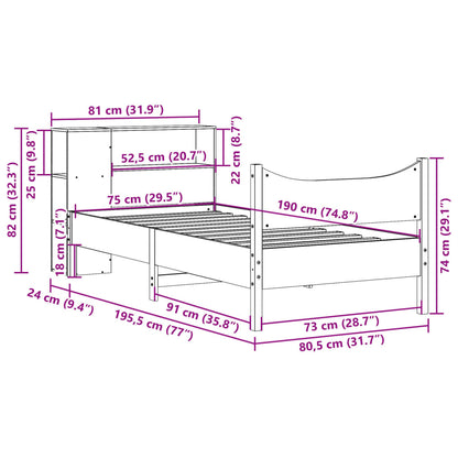 Letto senza Materasso Marrone Cera 75x190 cm in Legno di Pino