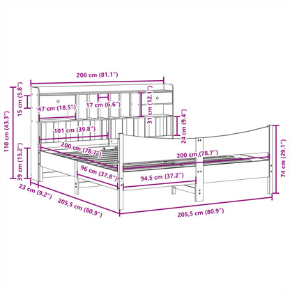 Giroletto senza Materasso Bianco 200x200 cm Legno Massello Pino