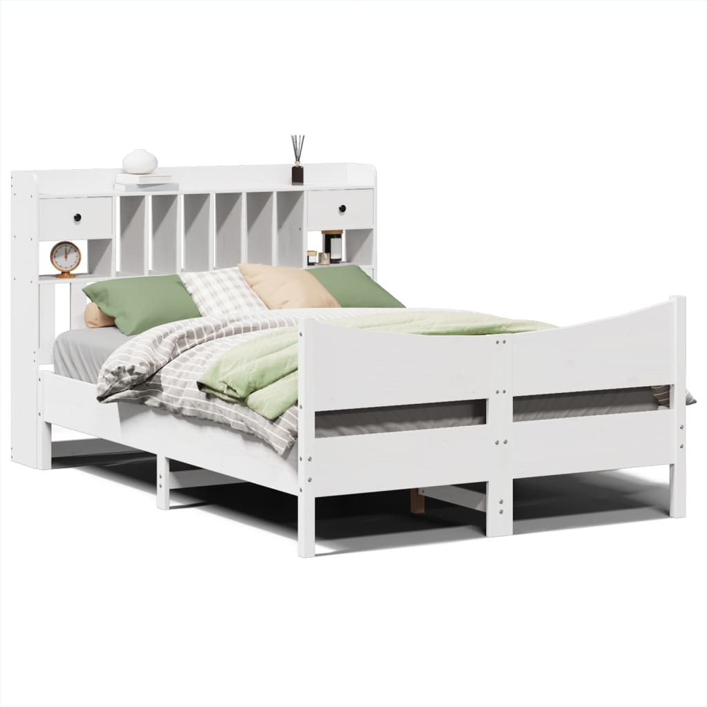 Letto senza Materasso Bianco 140x190 cm Legno Massello di Pino - homemem39