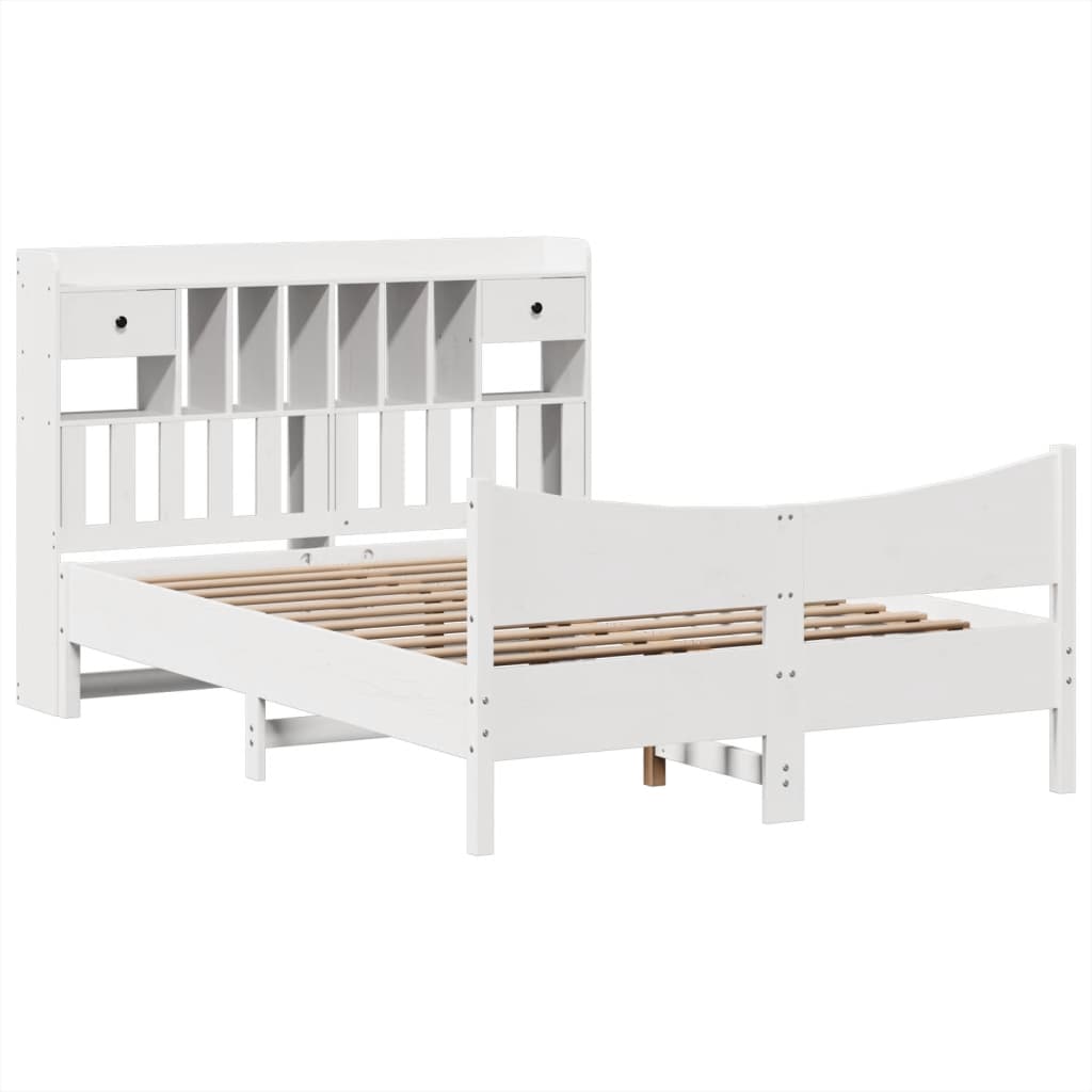 Letto senza Materasso Bianco 140x190 cm Legno Massello di Pino - homemem39