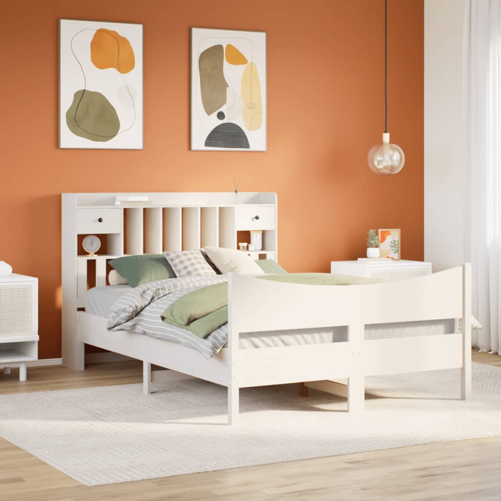 Letto senza Materasso Bianco 140x190 cm Legno Massello di Pino - homemem39
