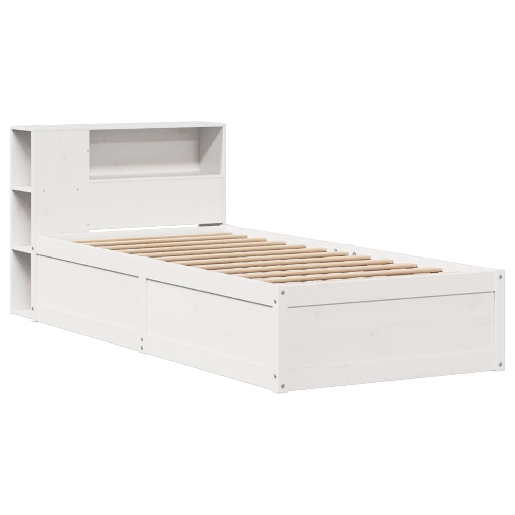 Letto senza Materasso Bianco 90x190 cm in Legno Massello Pino