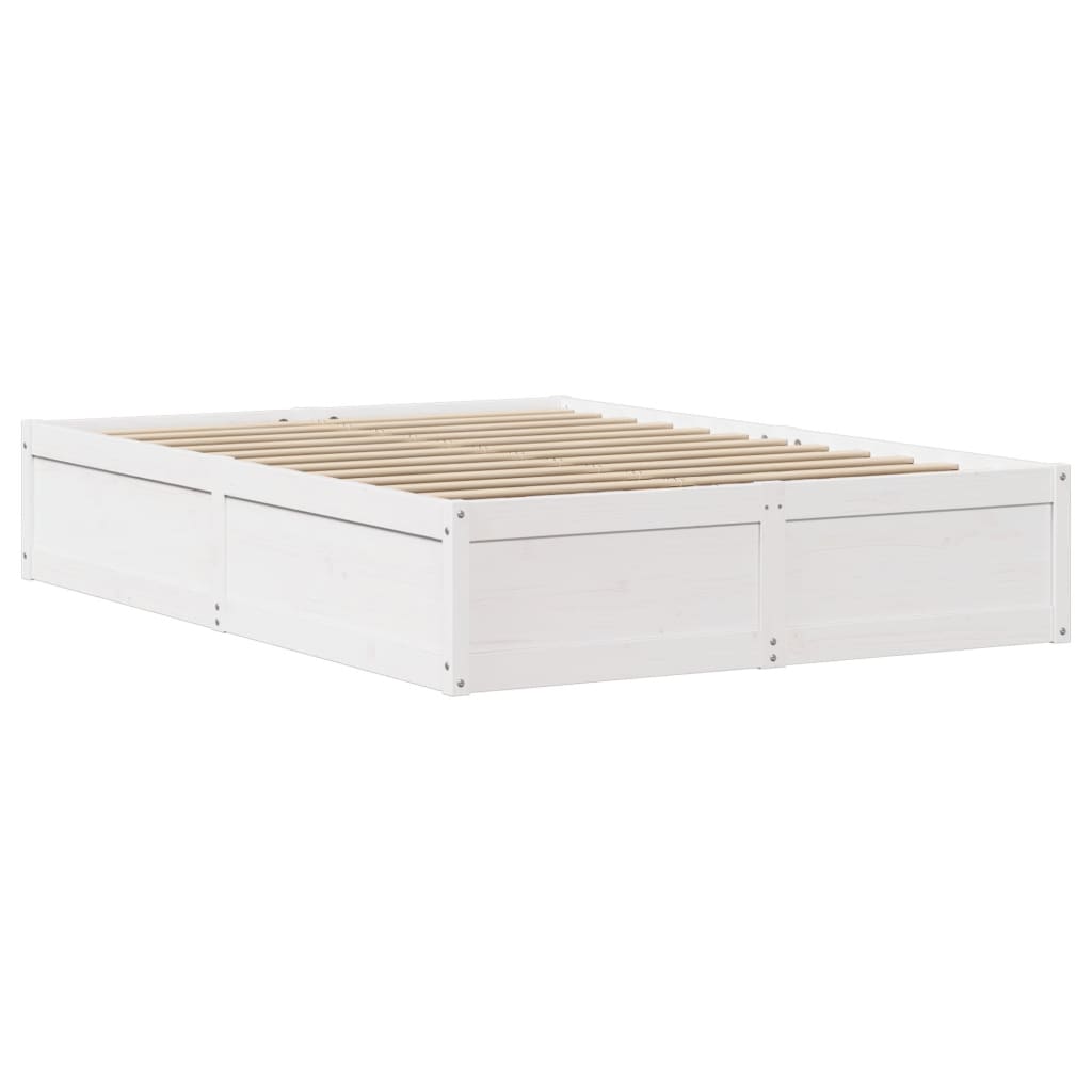Letto senza Materasso Bianco 140x190 cm Legno Massello di Pino - homemem39