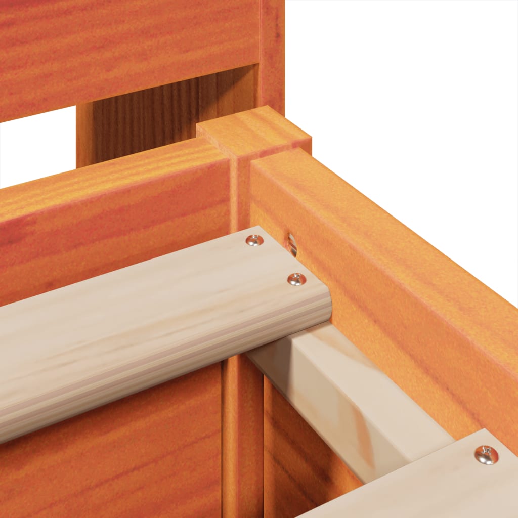 Giroletto senza Materasso Marrone Cera 150x200 cm Legno di Pino | homemem39