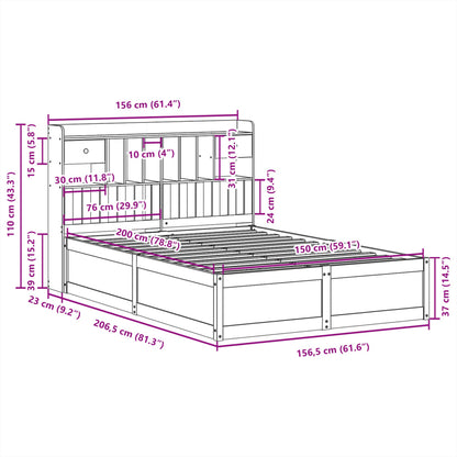 Giroletto senza Materasso Marrone Cera 150x200 cm Legno di Pino | homemem39