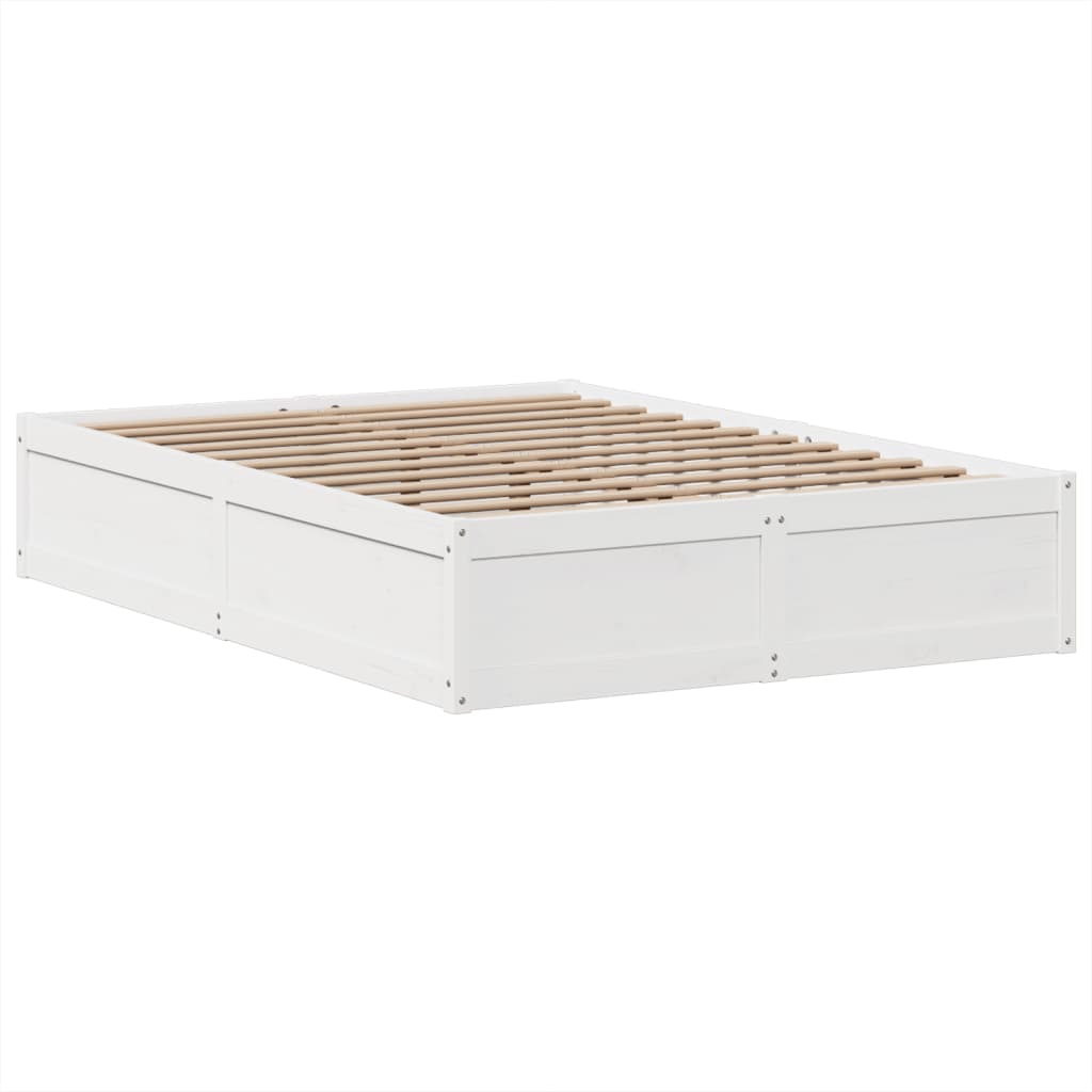 Letto senza Materasso Bianco 140x190 cm Legno Massello di Pino - homemem39