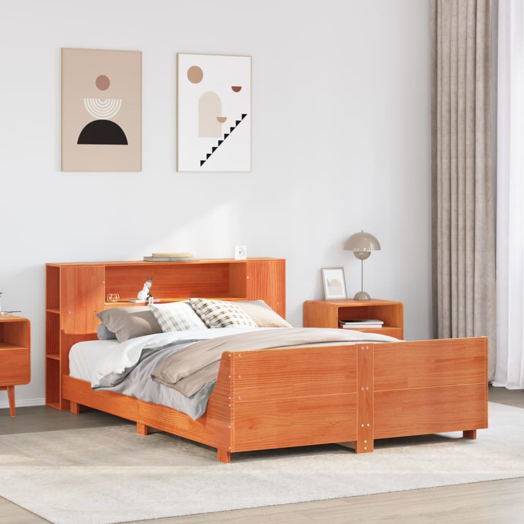 Letto senza Materasso Marrone Cera 140x190 cm in Legno di Pino - homemem39