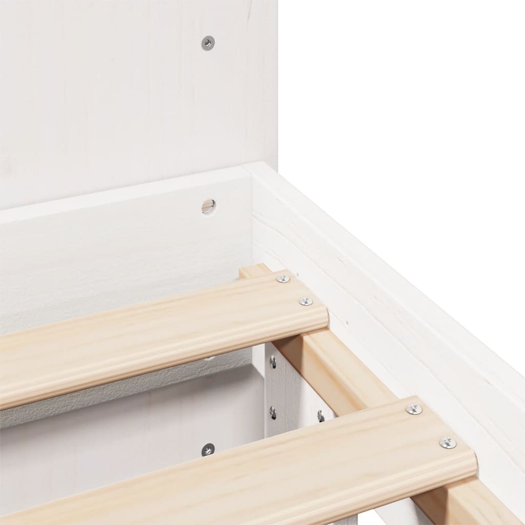 Letto senza Materasso Bianco 120x190 cm Legno Massello di Pino