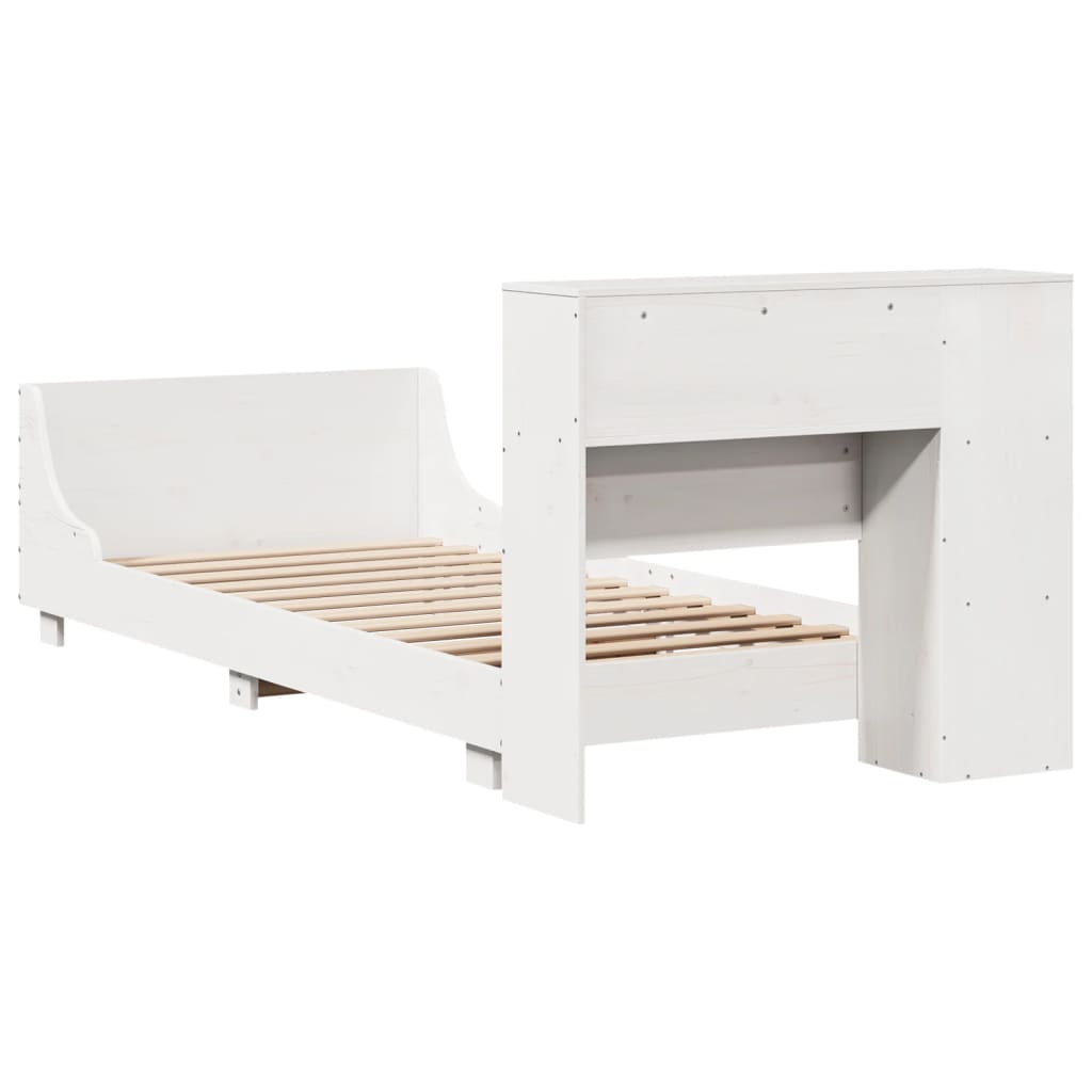 Letto senza Materasso Bianco 90x190 cm in Legno Massello Pino