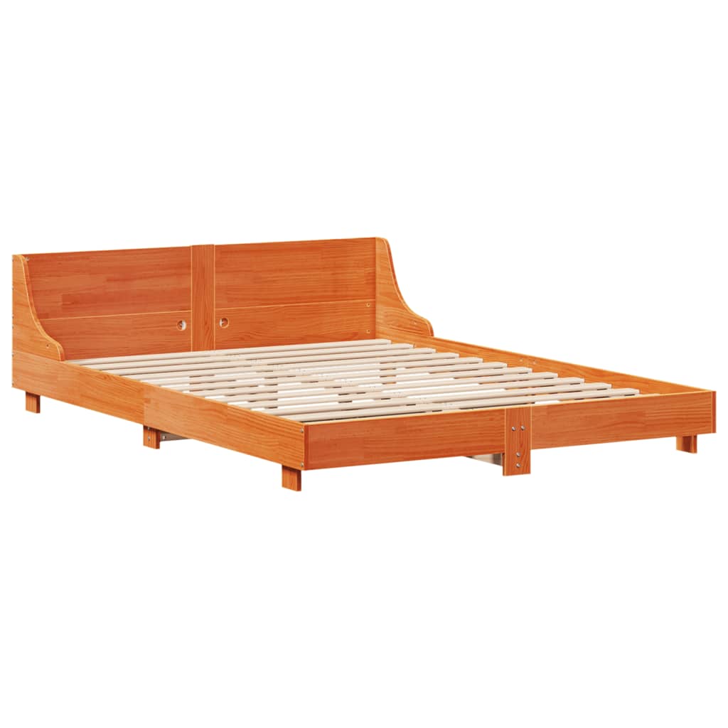 Letto senza Materasso Marrone Cera 140x190 cm in Legno di Pino