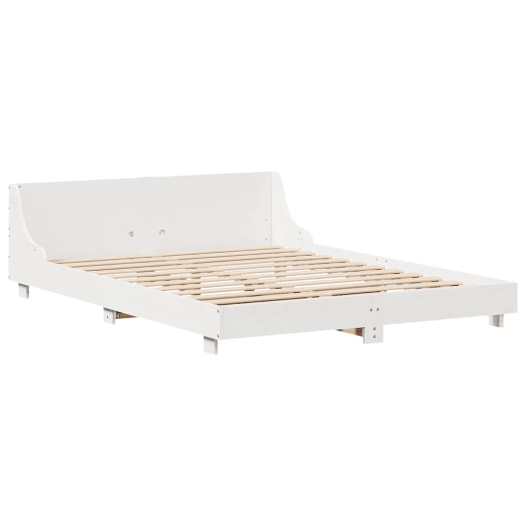 Letto senza Materasso Bianco 135x190 cm Legno Massello di Pino