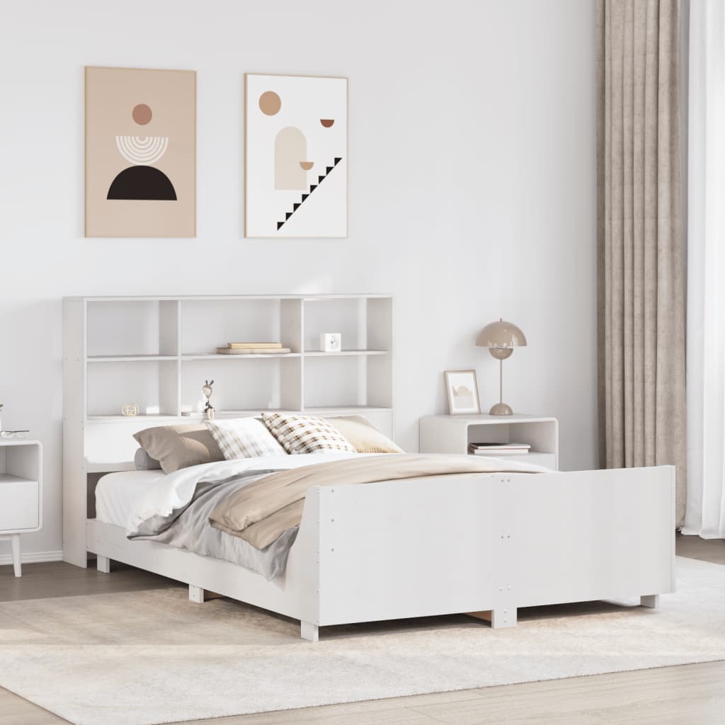 Letto senza Materasso Bianco 135x190 cm Legno Massello di Pino