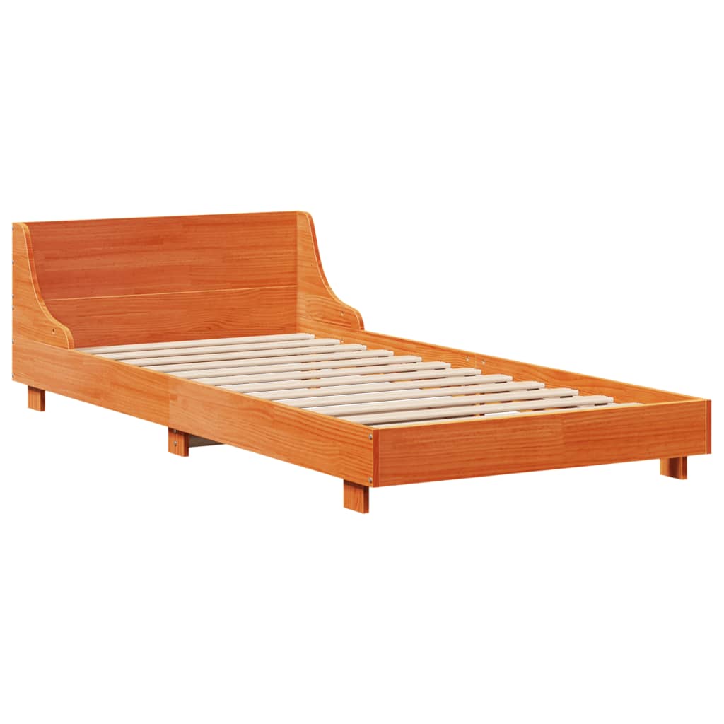 Letto senza Materasso Marrone Cera 75x190 cm in Legno di Pino