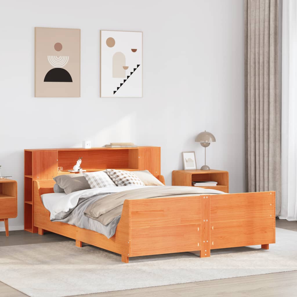 Giroletto senza Materasso Marrone Cera 150x200 cm Legno di Pino | homemem39