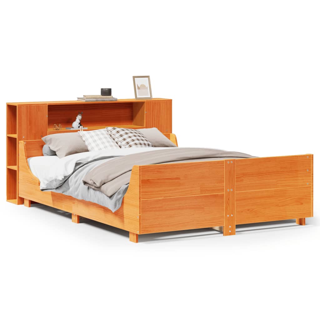 Letto senza Materasso Marrone Cera 140x190 cm in Legno di Pino