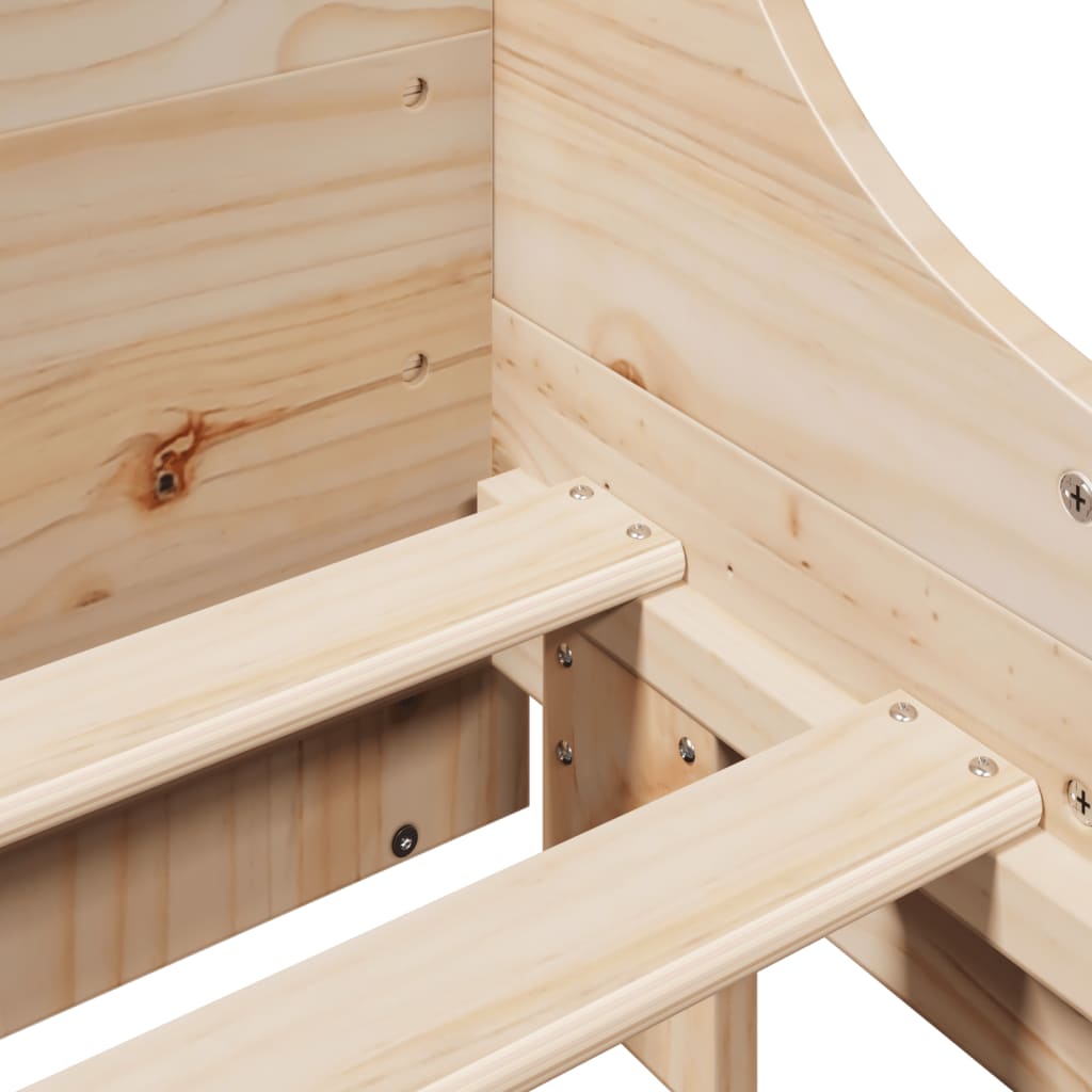 Letto senza Materasso 135x190 cm in Legno Massello di Pino - homemem39