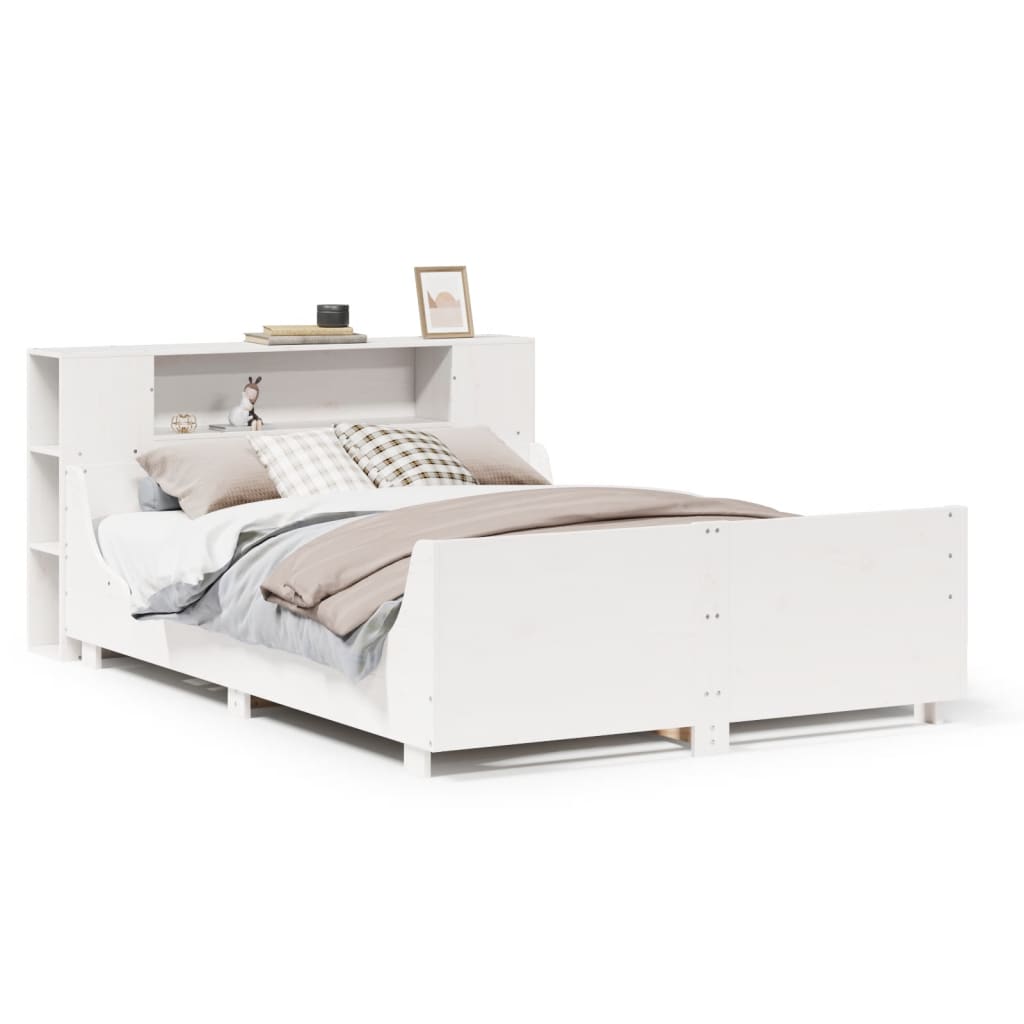 Letto senza Materasso Bianco 135x190 cm Legno Massello di Pino - homemem39