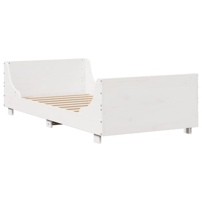 Letto senza Materasso Bianco 90x190 cm in Legno Massello Pino