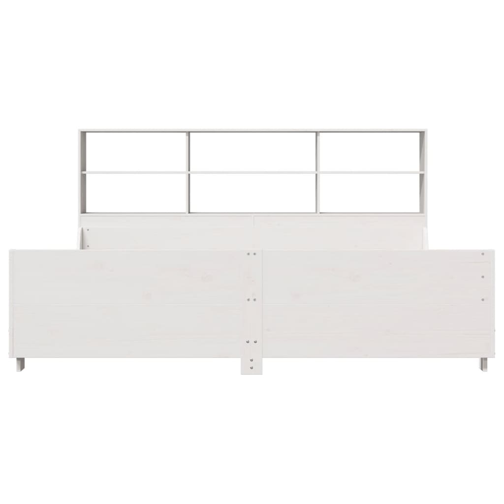 Letto Libreria senza Materasso Bianco 200x200 cm Legno Massello