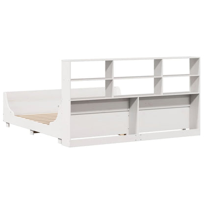 Letto Libreria senza Materasso Bianco 200x200 cm Legno Massello