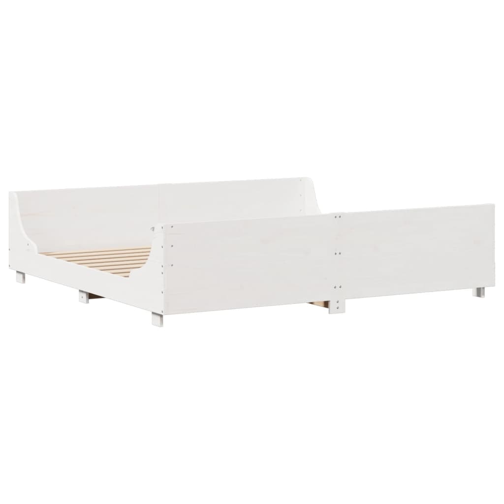 Letto Libreria senza Materasso Bianco 200x200 cm Legno Massello