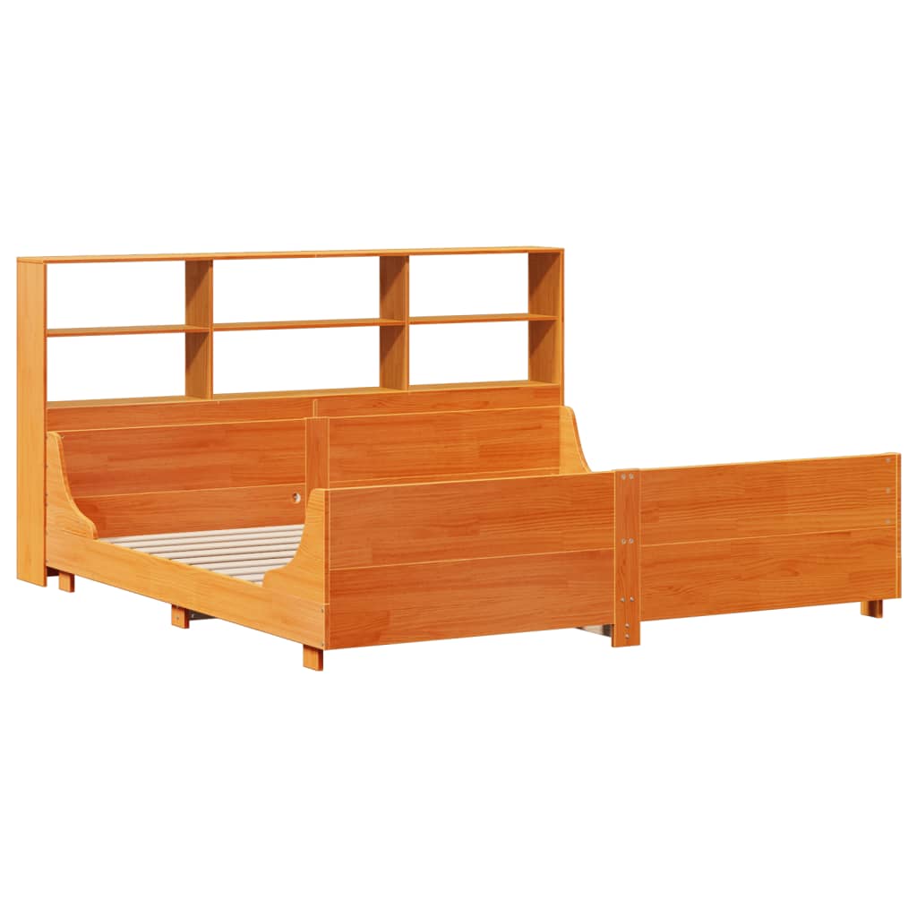 Letto Libreria senza Materasso Marrone Cera 200x200 cm Legno