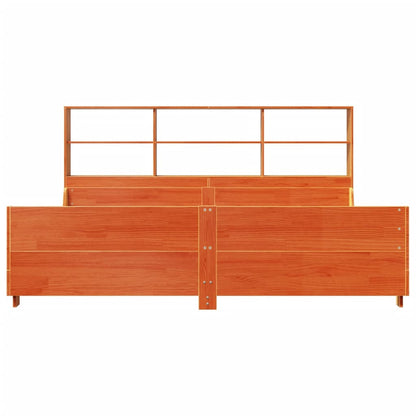 Letto Libreria senza Materasso Marrone Cera 200x200 cm Legno