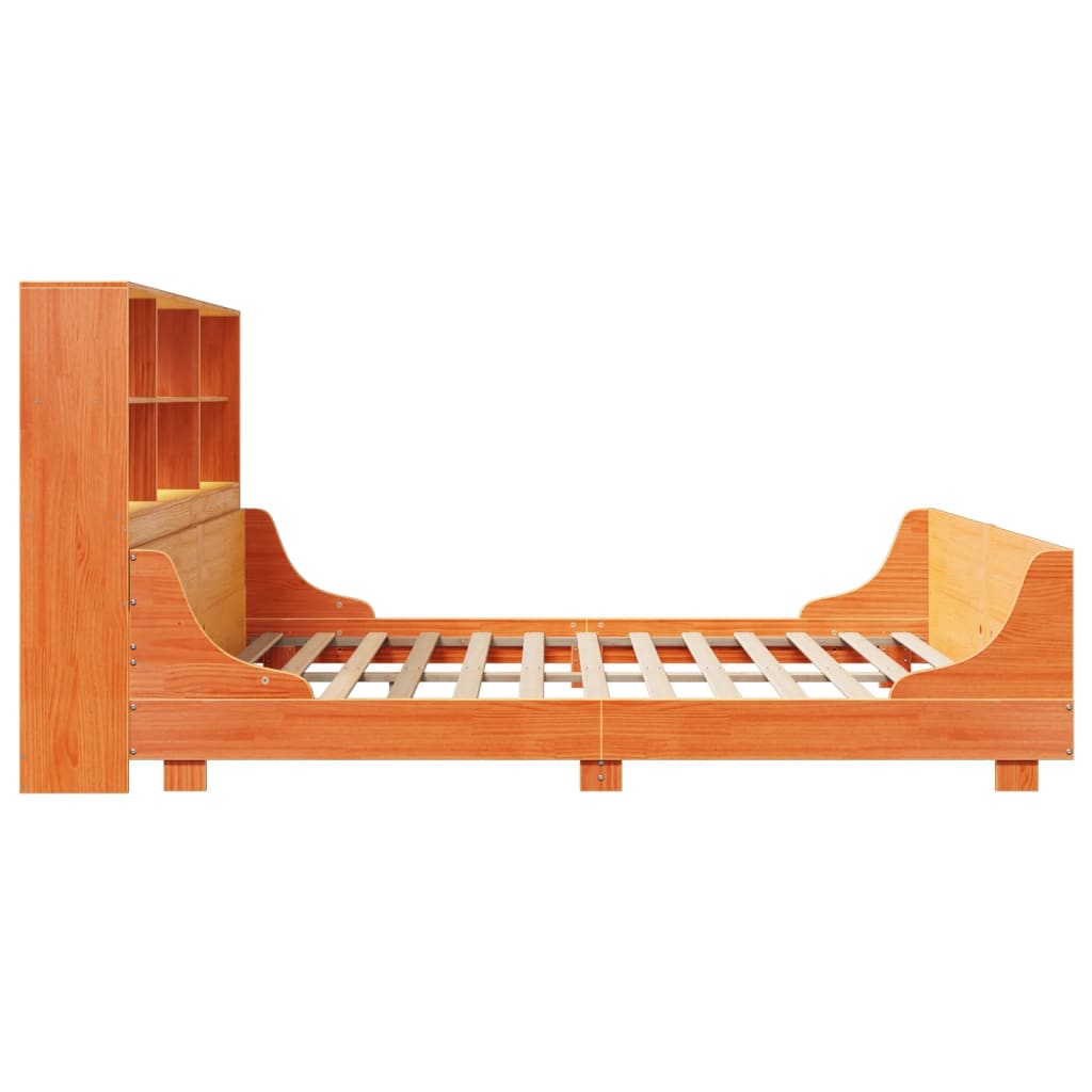 Letto Libreria senza Materasso Marrone Cera 200x200 cm Legno