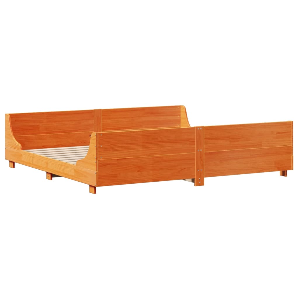 Letto Libreria senza Materasso Marrone Cera 200x200 cm Legno